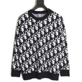 Dior Oblique cotton-wool jacquard sweater navy front