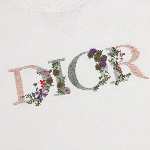 Dior Gradient Floral Embroidered Crewneck Sweatshirt white background back view