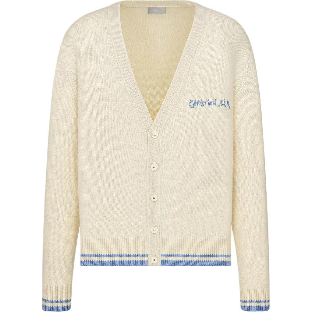 Dior Logo Embroidered V-Neck Knit Cardigan
