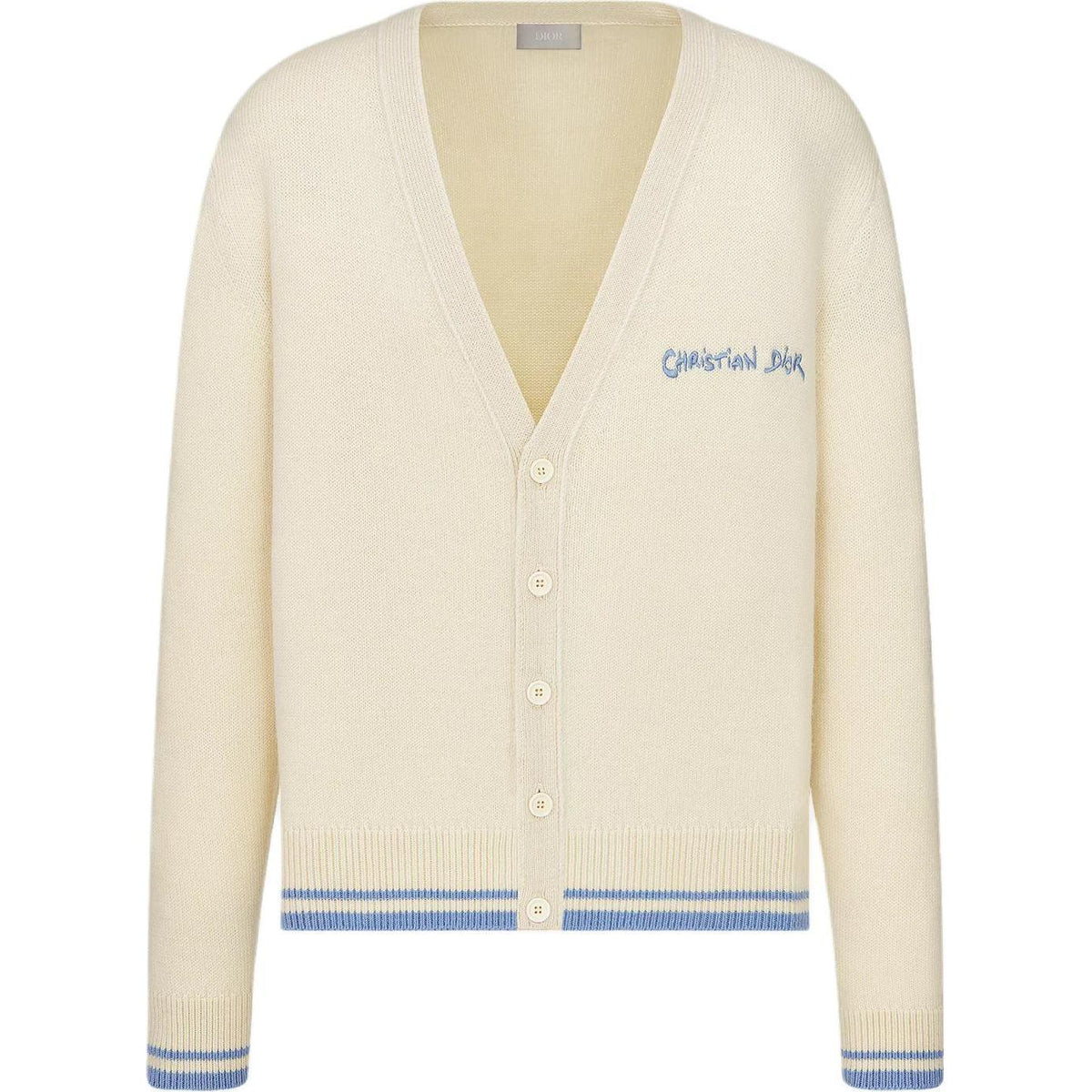 Dior Logo Embroidered V-Neck Knit Cardigan
