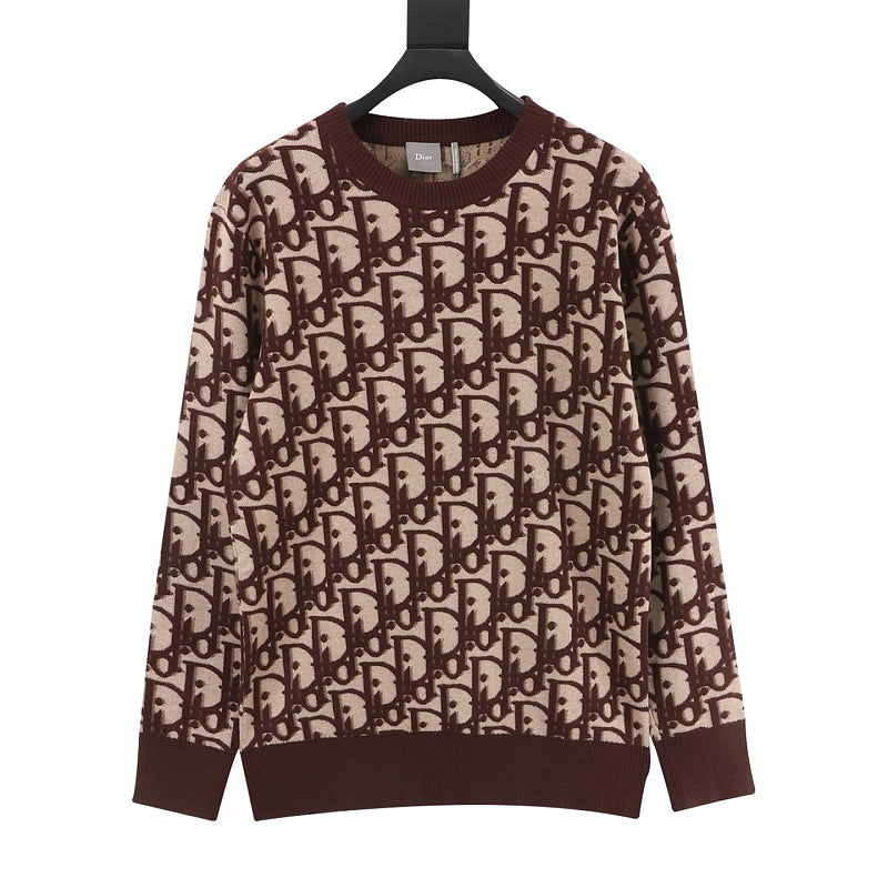 Dior Oblique Cotton-Wool Jacquard Sweater white background back view