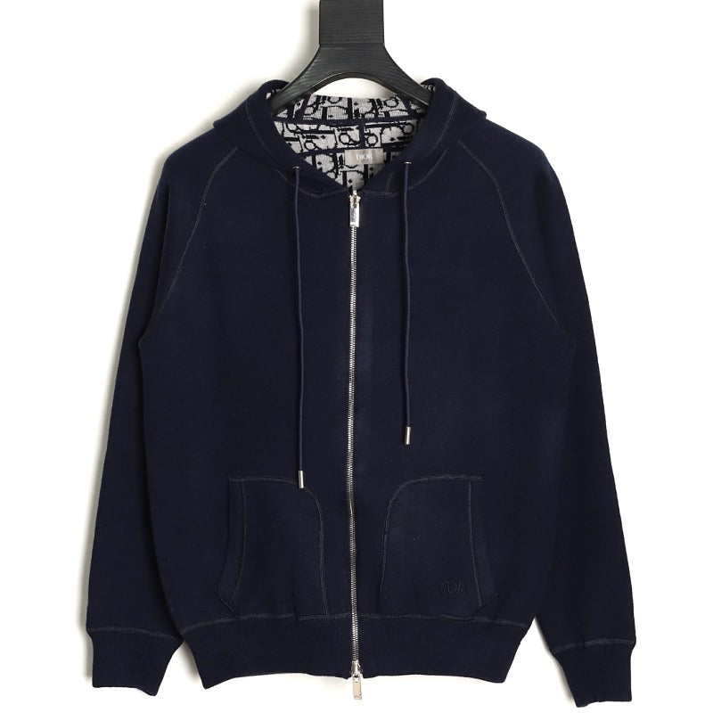 Dior CD Oblique reversible zip hoodie navy front