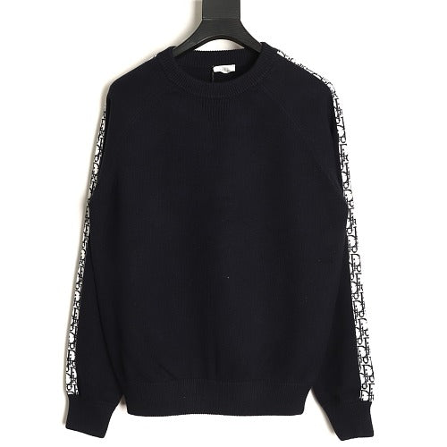 Dior Oblique sleeve crewneck sweater black front