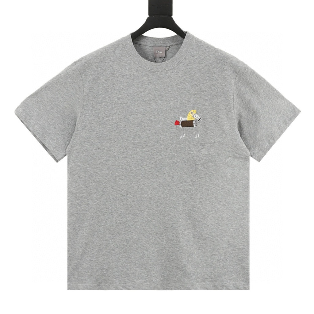Dior Embroidered Cotton Jersey Crew Neck T-Shirt
