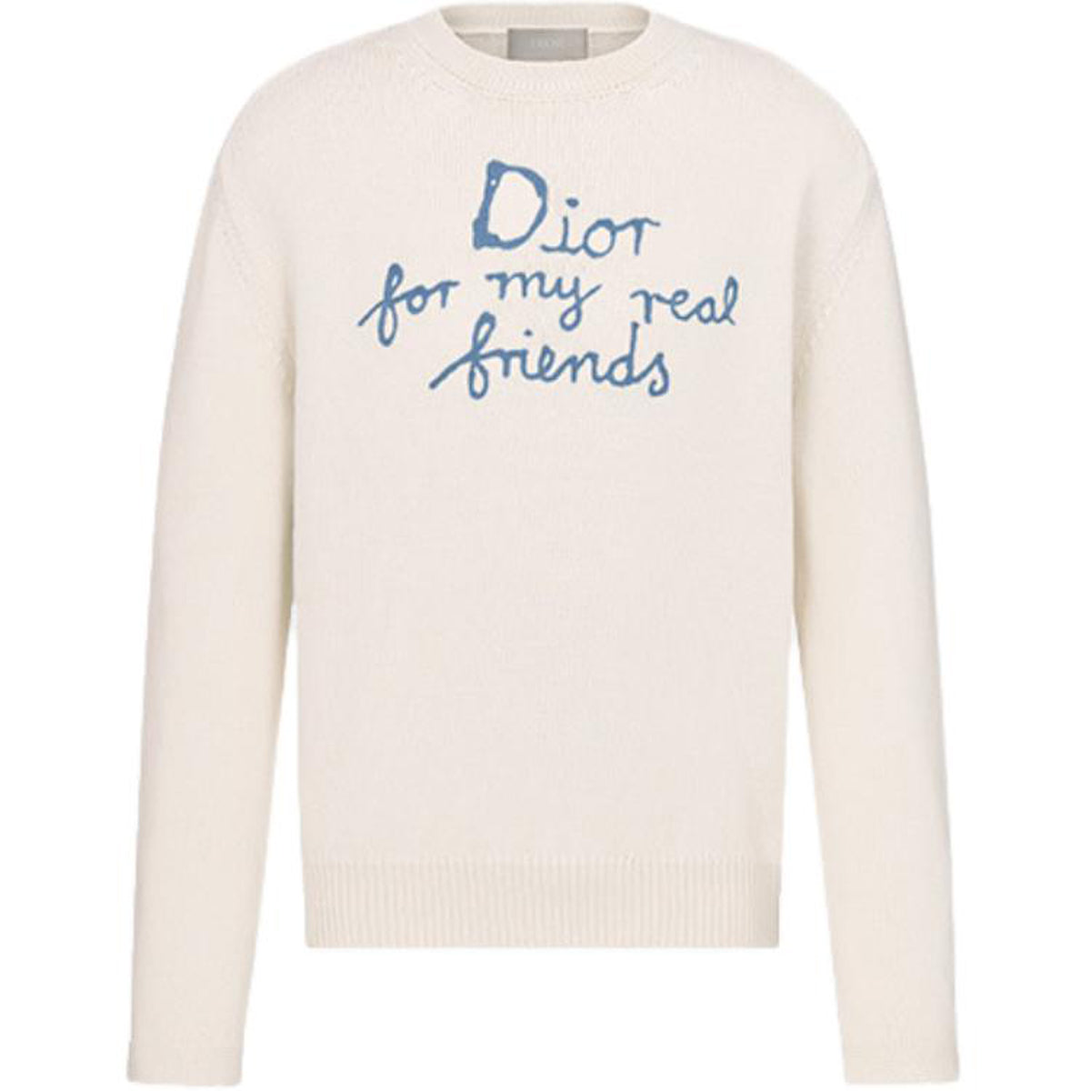 Dior SS25 Hylton Nel Collaboration Logo Letter Logo Embroidered Knit Sweater White front view