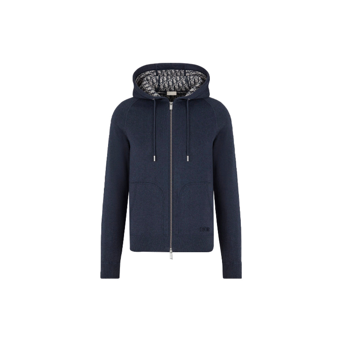 Dior Essentials Knit Zip-Up Hoodie — Cotton-Blend, Navy Blue