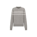 Dior Logo Embroidered Reversible Crew-Neck Knit Sweater Gray front view