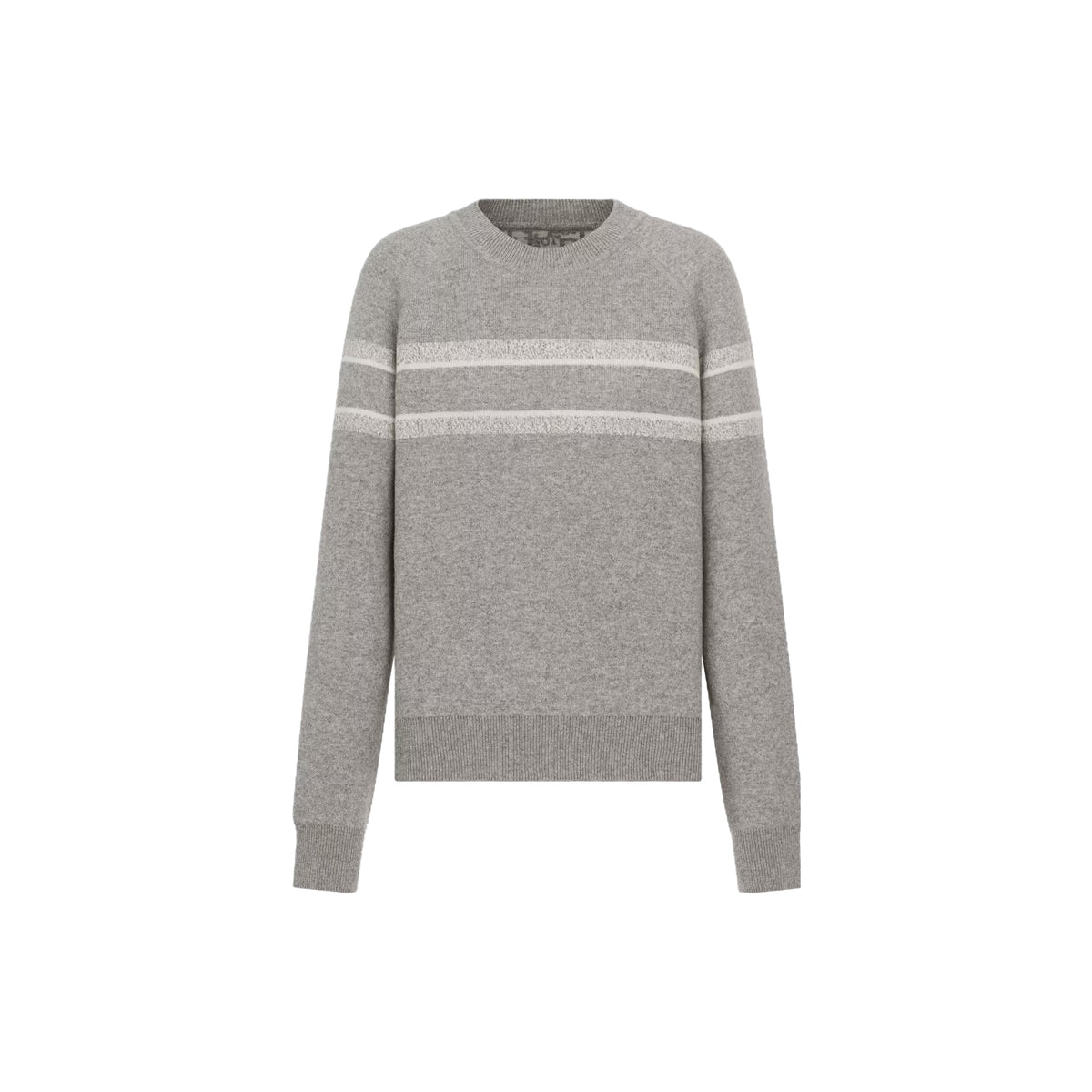 Dior Logo Embroidered Reversible Crew-Neck Knit Sweater Gray front view