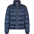 Dior FW21 Oblique Print Stand-Collar Down Jacket Navy Blue front view