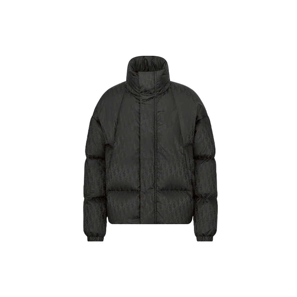 Dior FW21 Letter Logo Stand-Collar Zip Down Jacket Black front view
