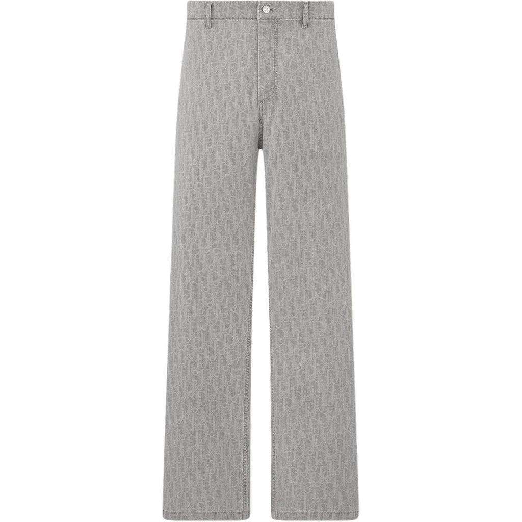Dior SS25 Oblique Print Trousers Gray front view