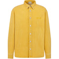 Dior FW24 Stone Island Collaboration Logo Letter Logo Embroidered Button-Front Long-Sleeve Shirt Yellow front view