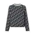Dior FW25 Oblique Print Crew-Neck Knit Sweater Gray front view