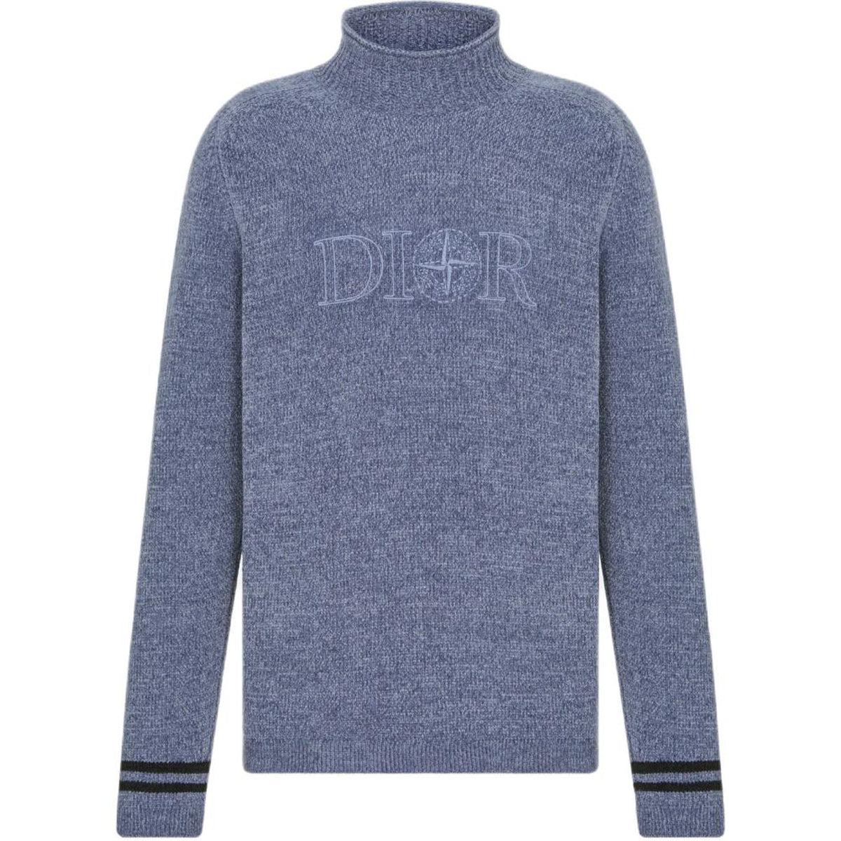 Dior FW24 Stone Island Collaboration Logo Letter Logo Embroidered Knit Sweater Purple front view