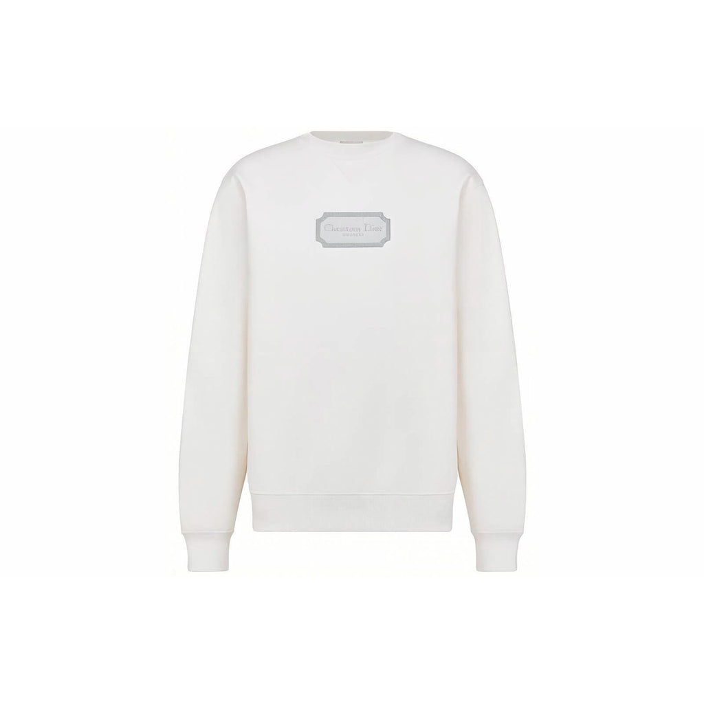 Dior FW22 Logo Crew-Neck Sweatshirt White front view