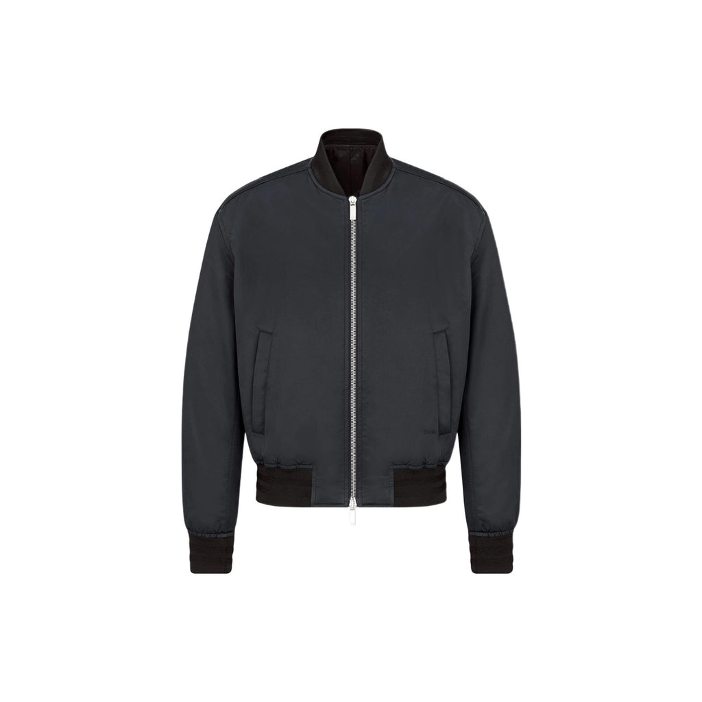 Dior SS22 Logo Letter Logo Embroidered Zip Jacket Black front view