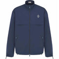 Dior FW25 CD Diamond Embroidered Zip Long-Sleeve Shirt Blue front view