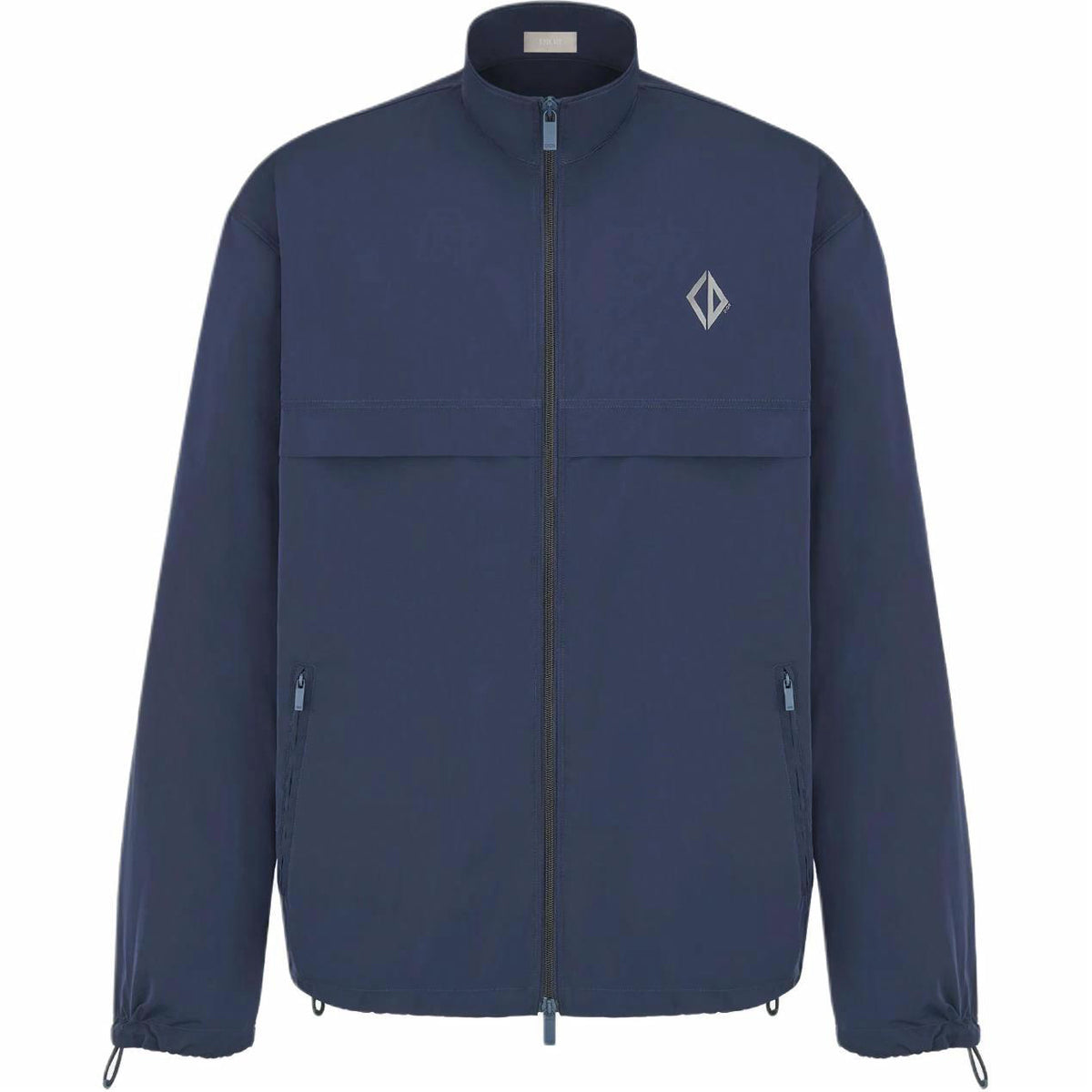 Dior FW25 CD Diamond Embroidered Zip Long-Sleeve Shirt Blue front view