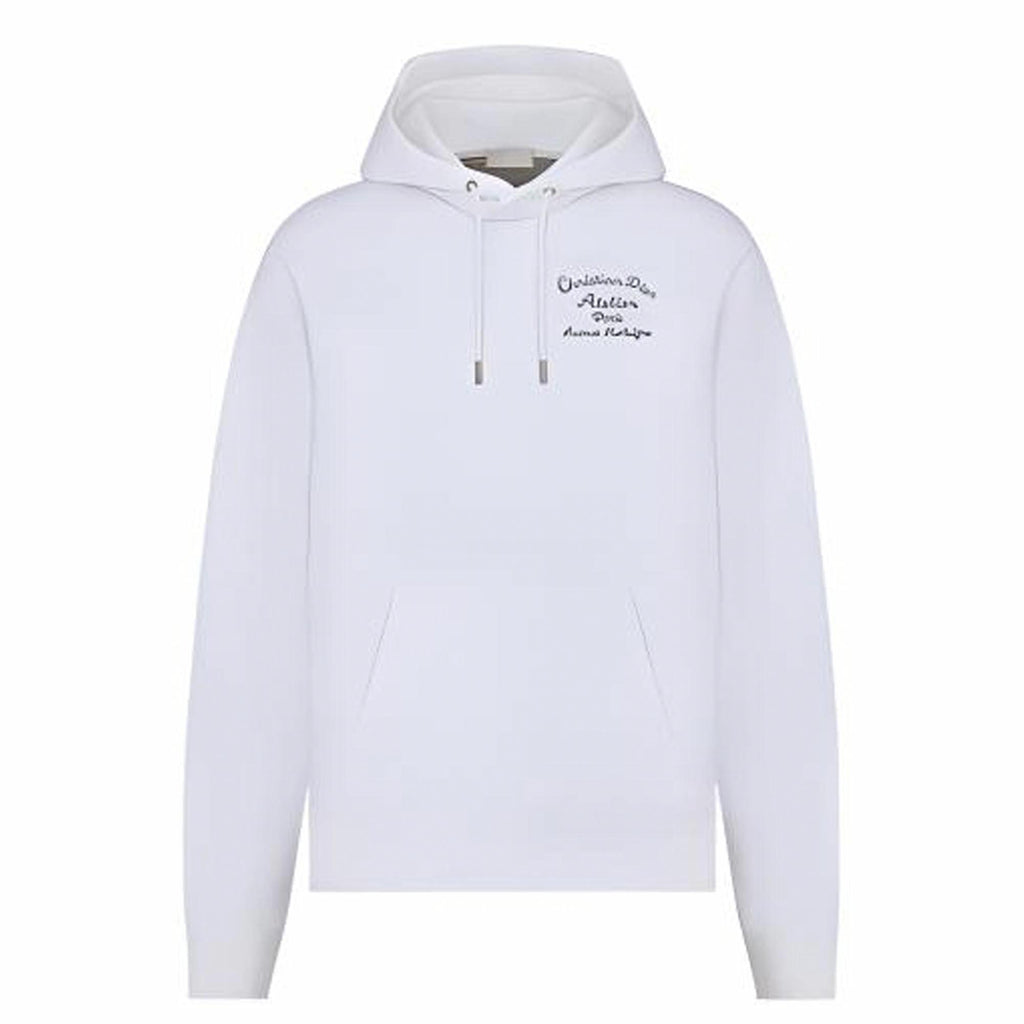 Dior FW22 Logo Letter Logo Embroidered Hooded Hoodie White front view
