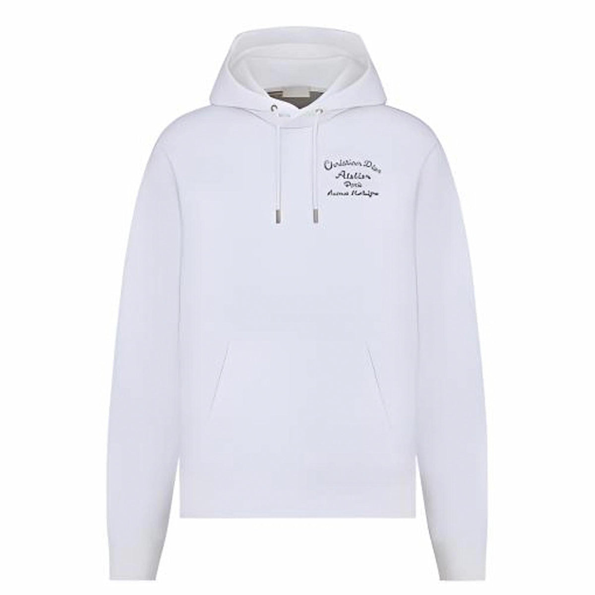 Dior FW22 Logo Letter Logo Embroidered Hooded Hoodie White front view