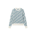 Dior SS25 Oblique Jacquard Print Knit Sweater Blue front view