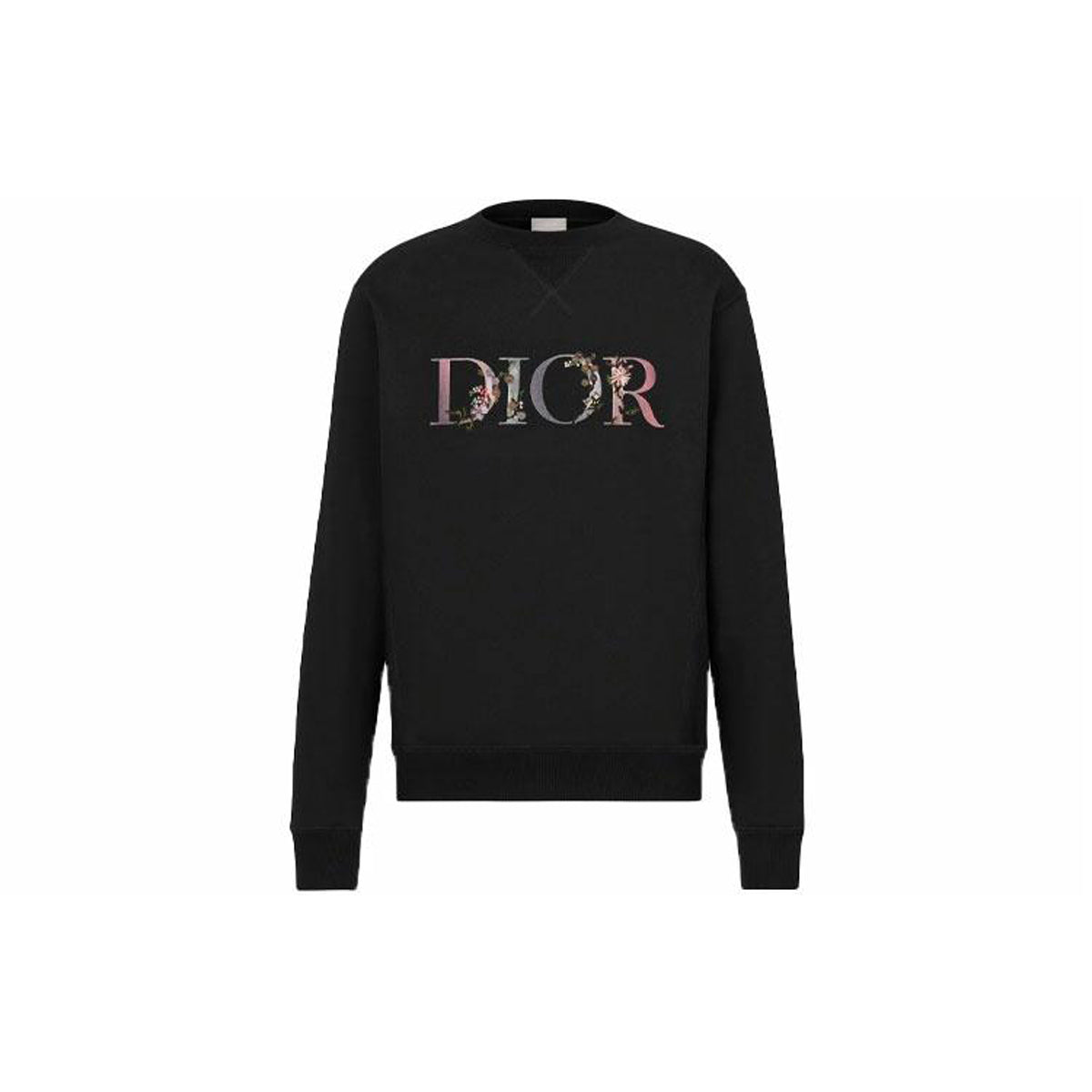 Dior Logo Letter Logo Crew-Neck Sweatshirt Black front view
