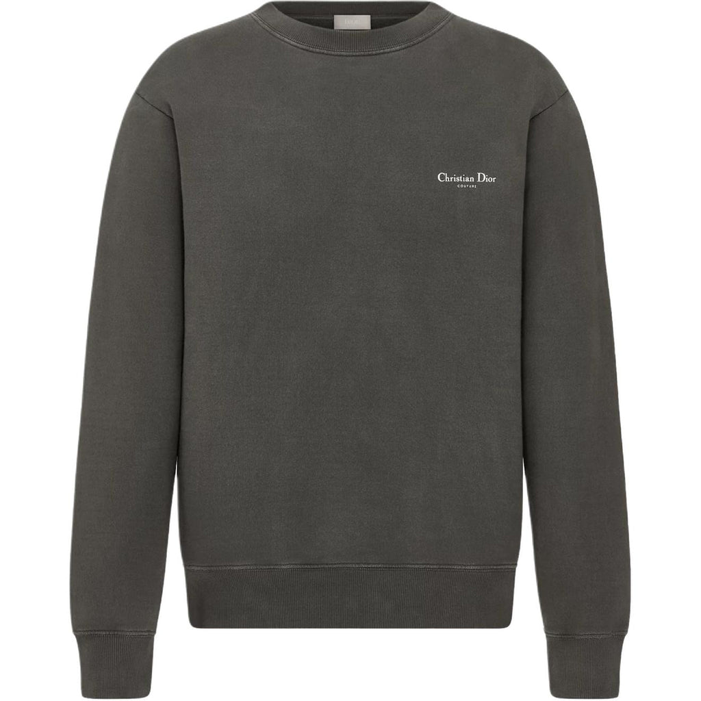 Dior FW25 Crew-Neck Sweatshirt Charcoal Gray front view