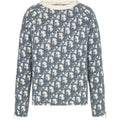 Dior SS24 Logo Letter Logo Print Crew-Neck Knit Sweater White front view