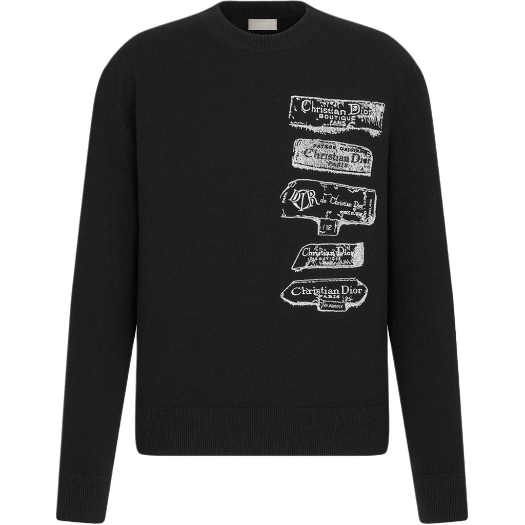 Dior FW24 Crew-Neck Knit Sweater Black front view
