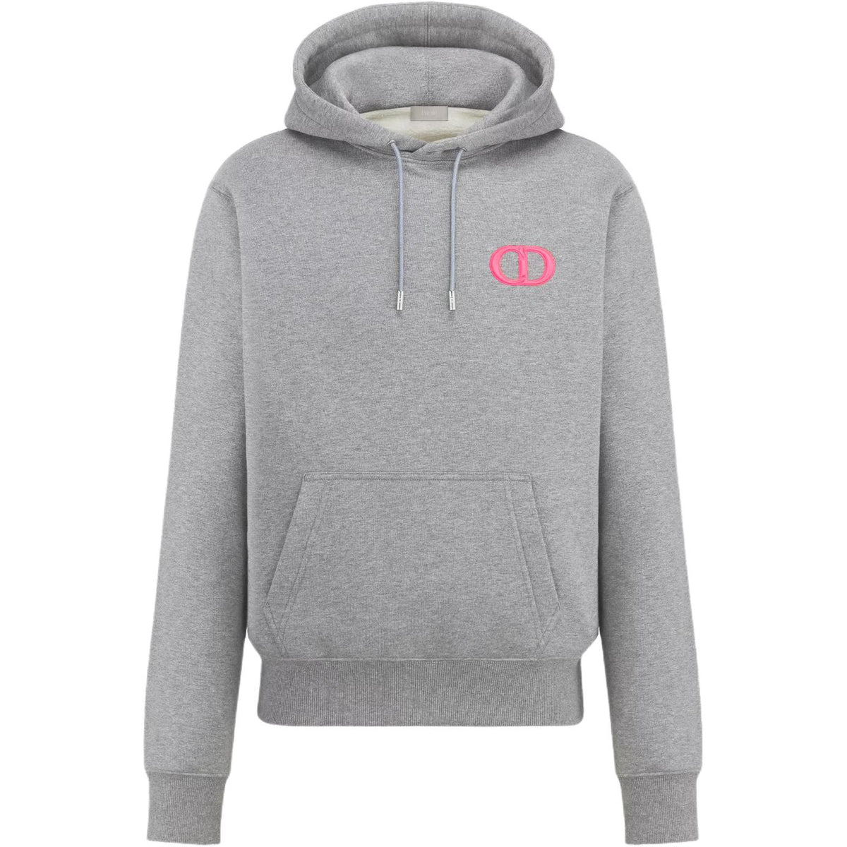 Dior SS25 Logo Embroidered Hooded Hoodie Gray front view
