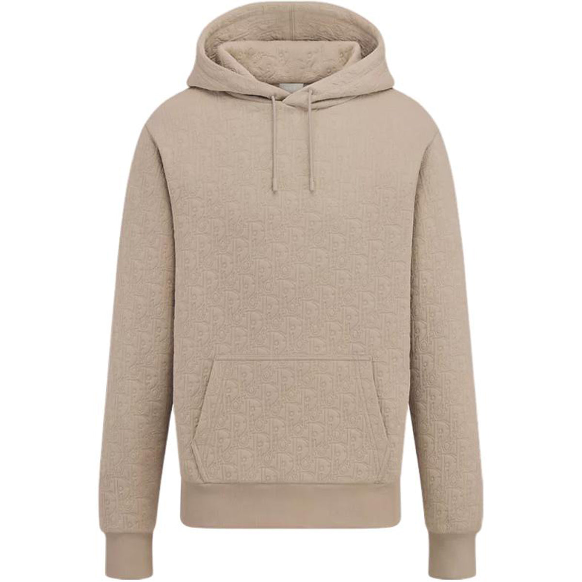 Dior Logo Hooded Relaxed-Fit Hoodie Beige front view