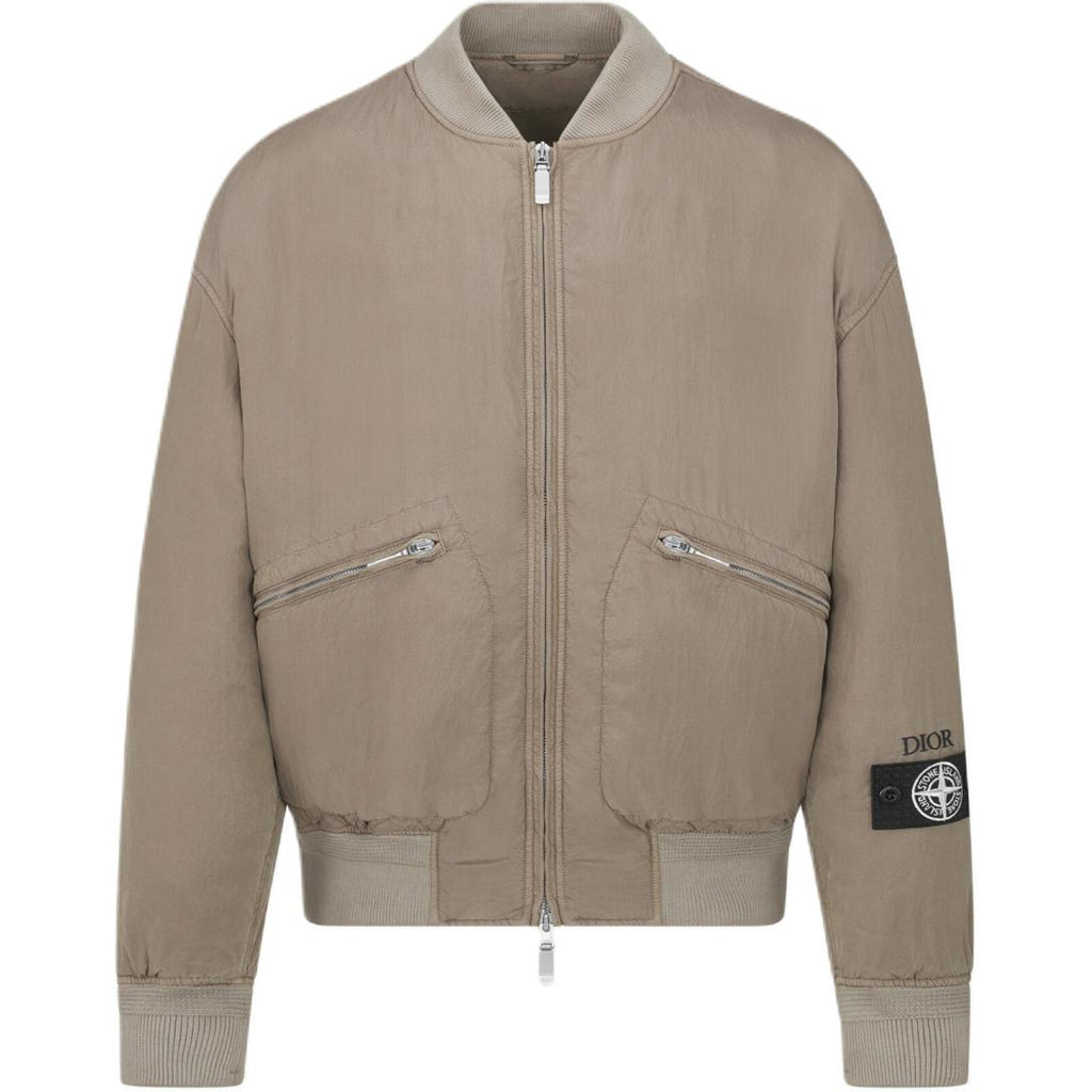 Dior FW24 Stone Island Collaboration Logo Letter Logo Jacket Brown front view