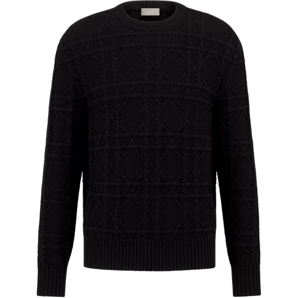 Dior FW24 Crew-Neck Knit Sweater Black front view