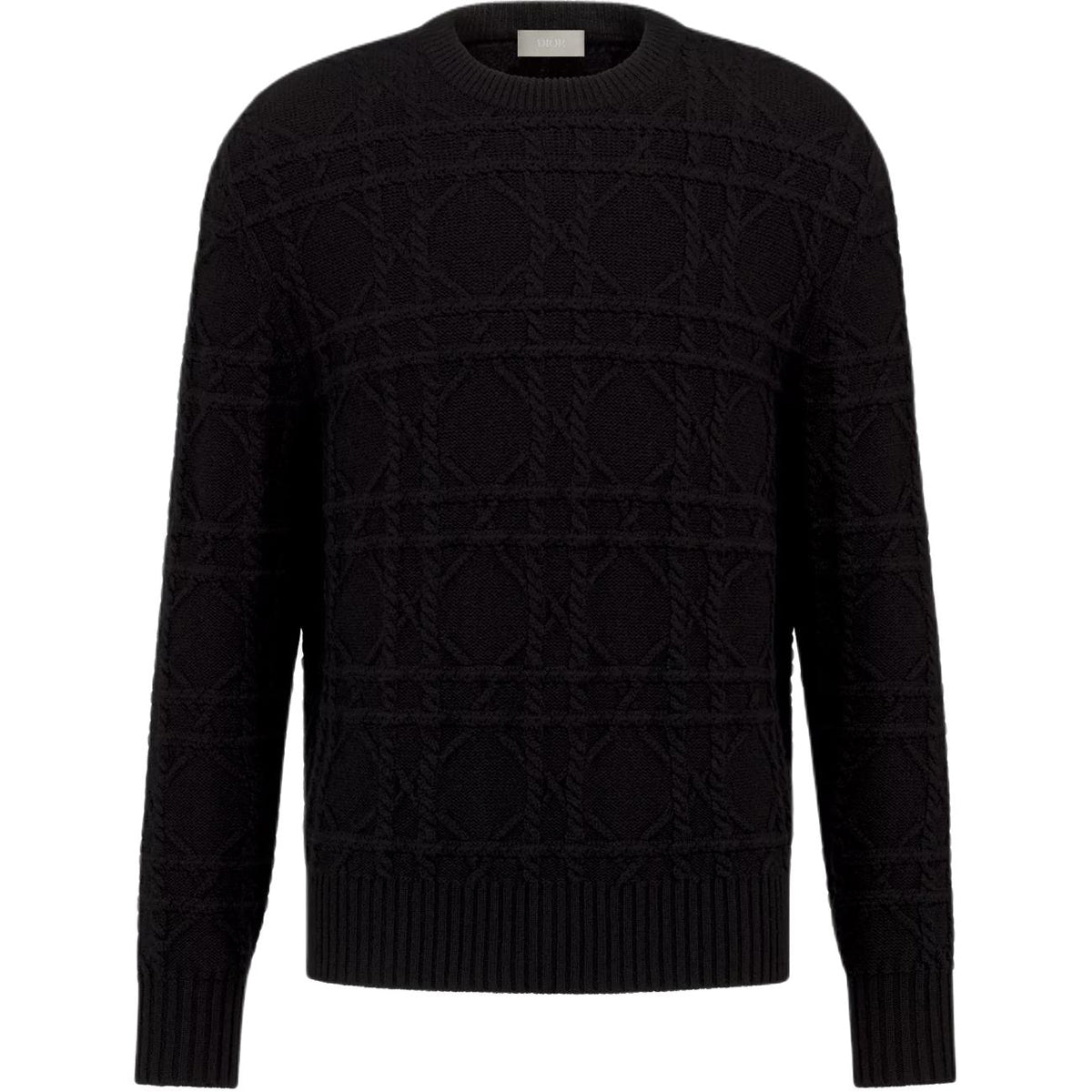 Dior FW24 Crew-Neck Knit Sweater Black front view