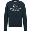 Dior SS25 Hylton Nel Collaboration Logo Letter Logo Embroidered Knit Sweater Blue front view