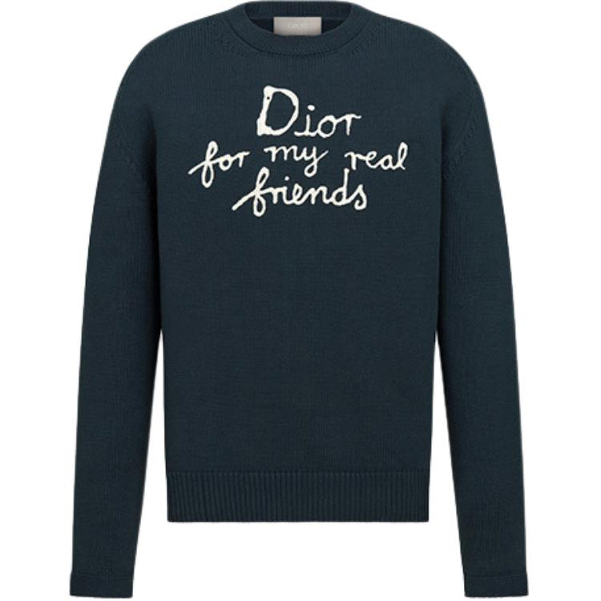 Dior SS25 Hylton Nel Collaboration Logo Letter Logo Embroidered Knit Sweater Blue front view