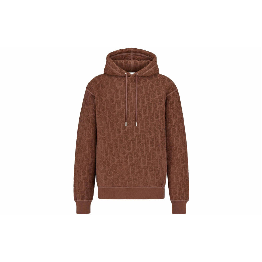 Dior SS22 Letter Logo Print Hooded Relaxed-Fit Hoodie Brown front view