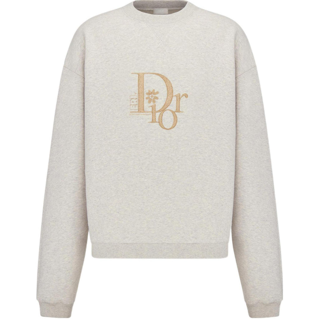 Dior Logo Letter Logo Embroidered Print Sweatshirt Gray front view