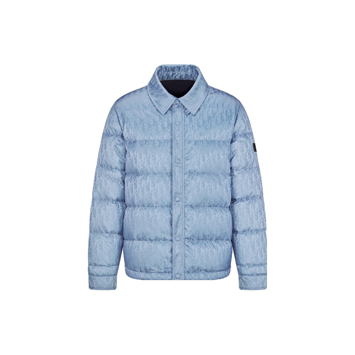 Dior FW23 Jacquard Print Button-Front Jacket Blue front view