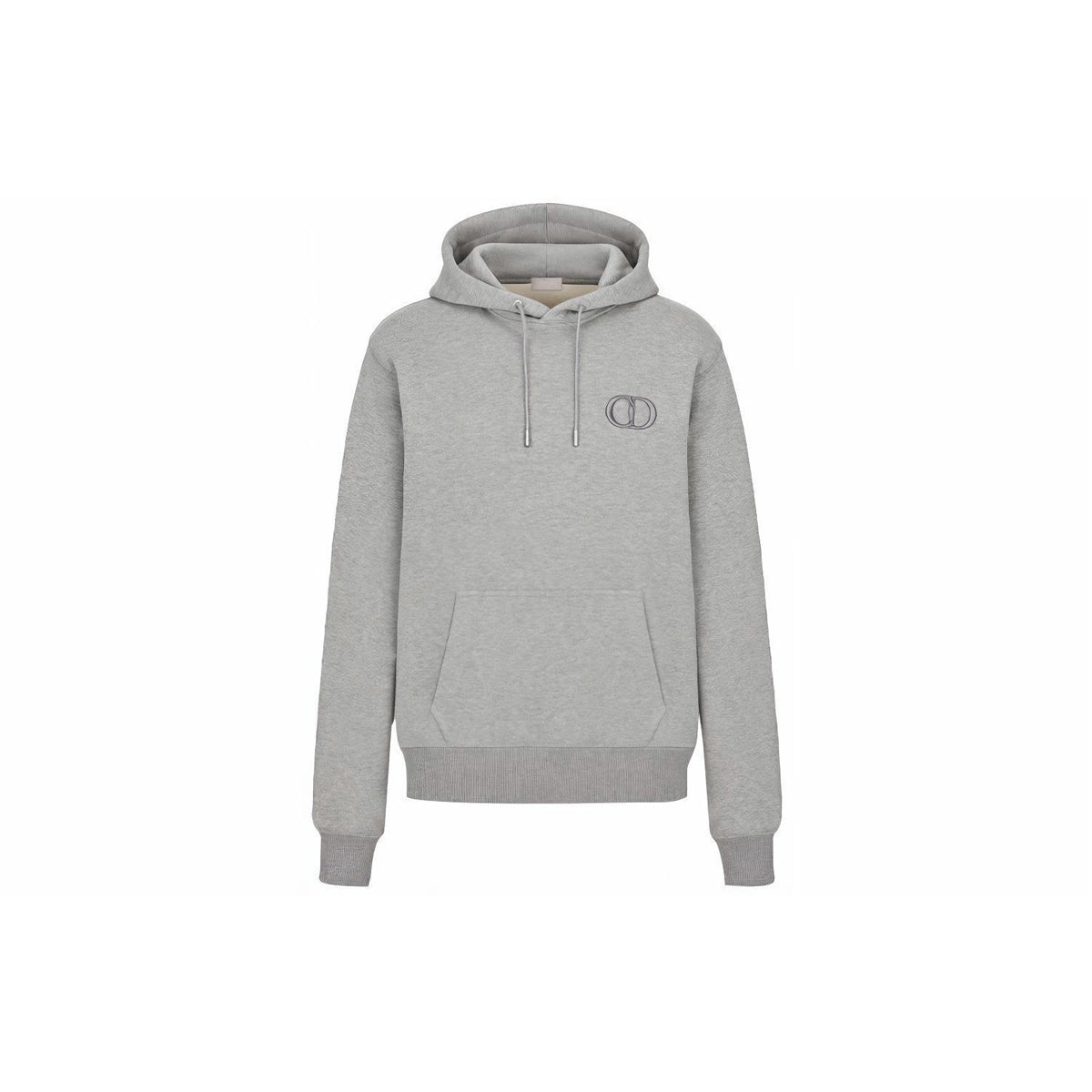 Dior Embroidered Hooded Hoodie Gray front view