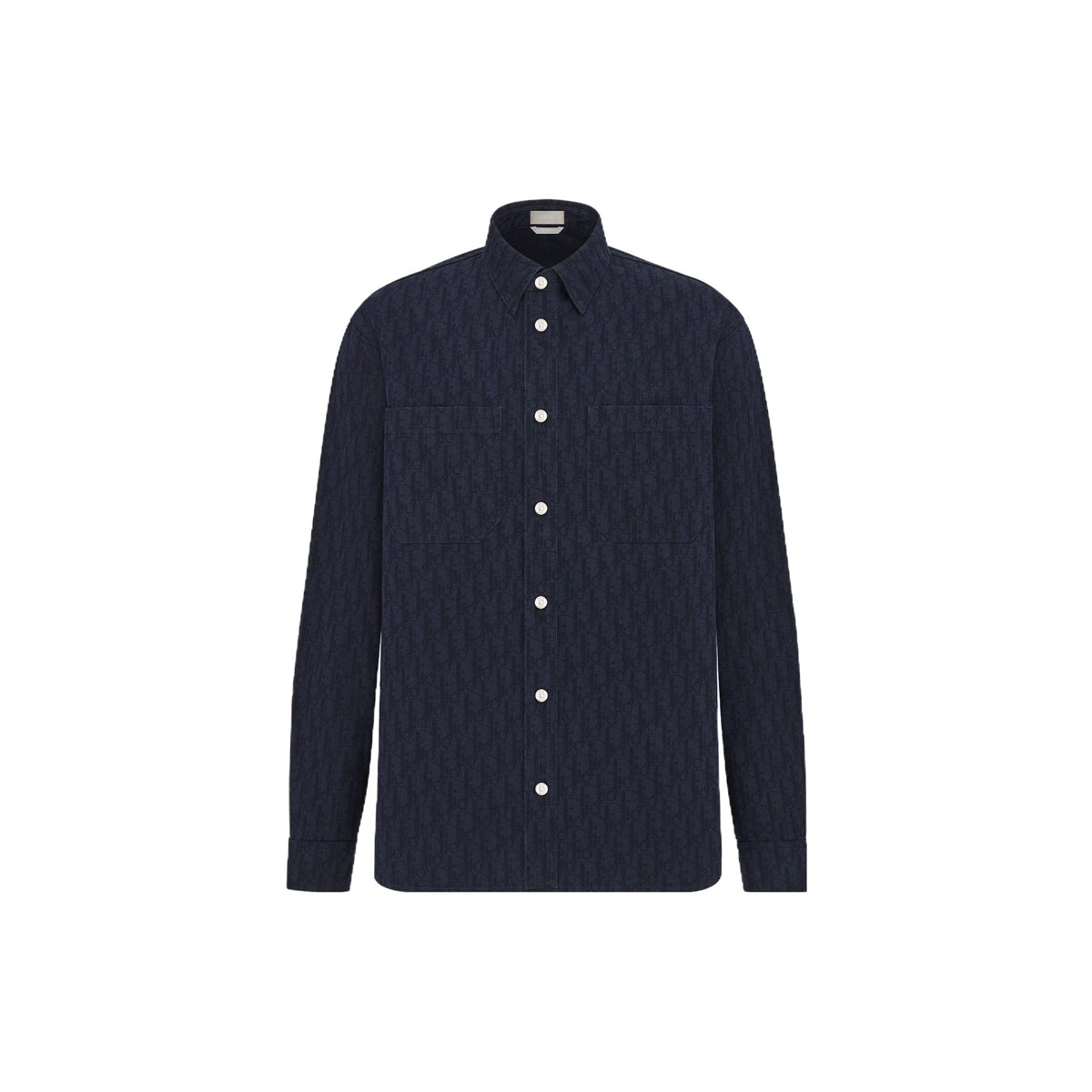 Dior FW22 Logo Letter Logo Button-Front Long-Sleeve Shirt Navy Blue front view