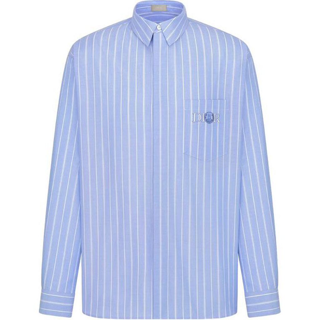 Dior SS25 Hylton Nel Collaboration Striped Long-Sleeve Shirt White front view