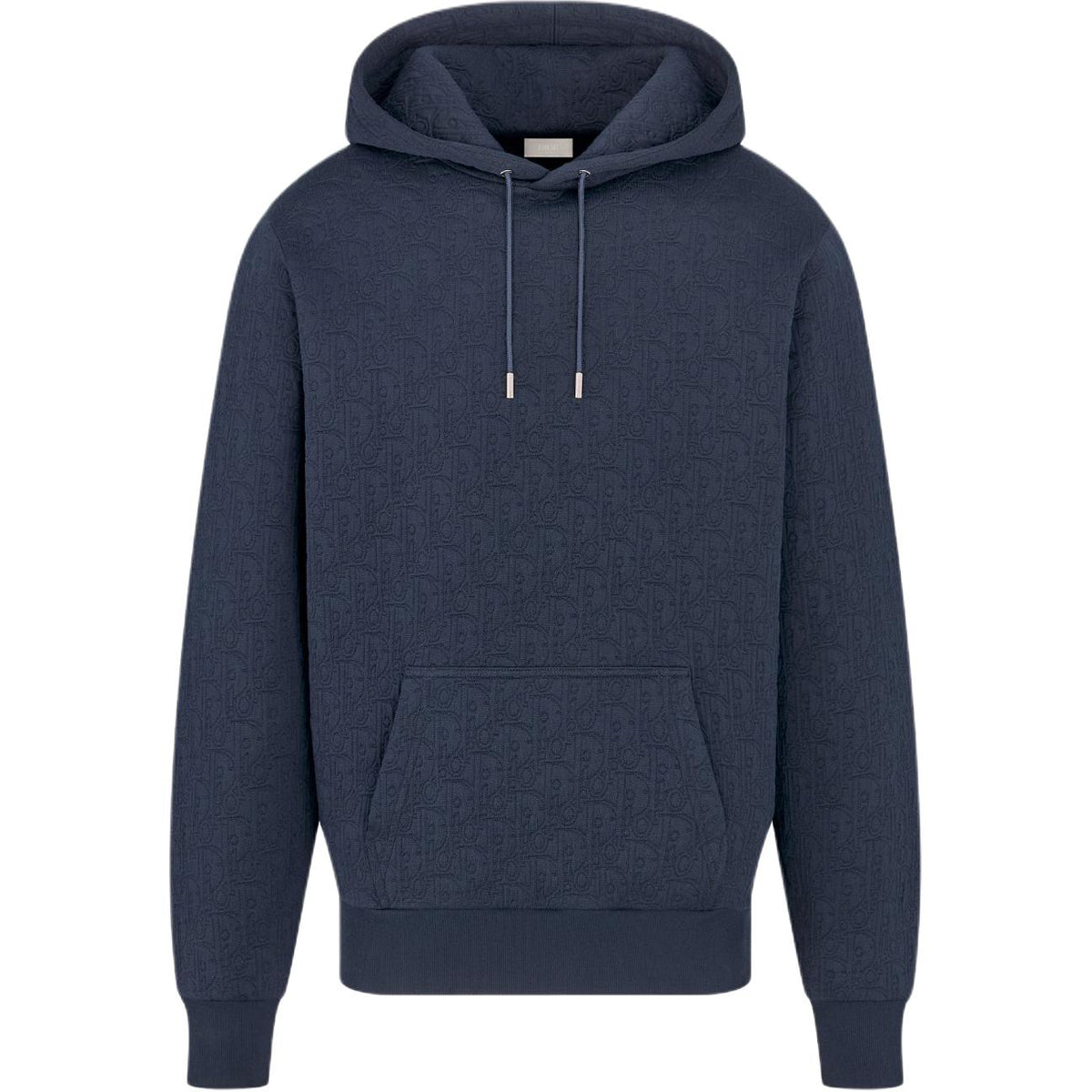 Dior SS26 Oblique Print Hooded Hoodie Navy Blue front view