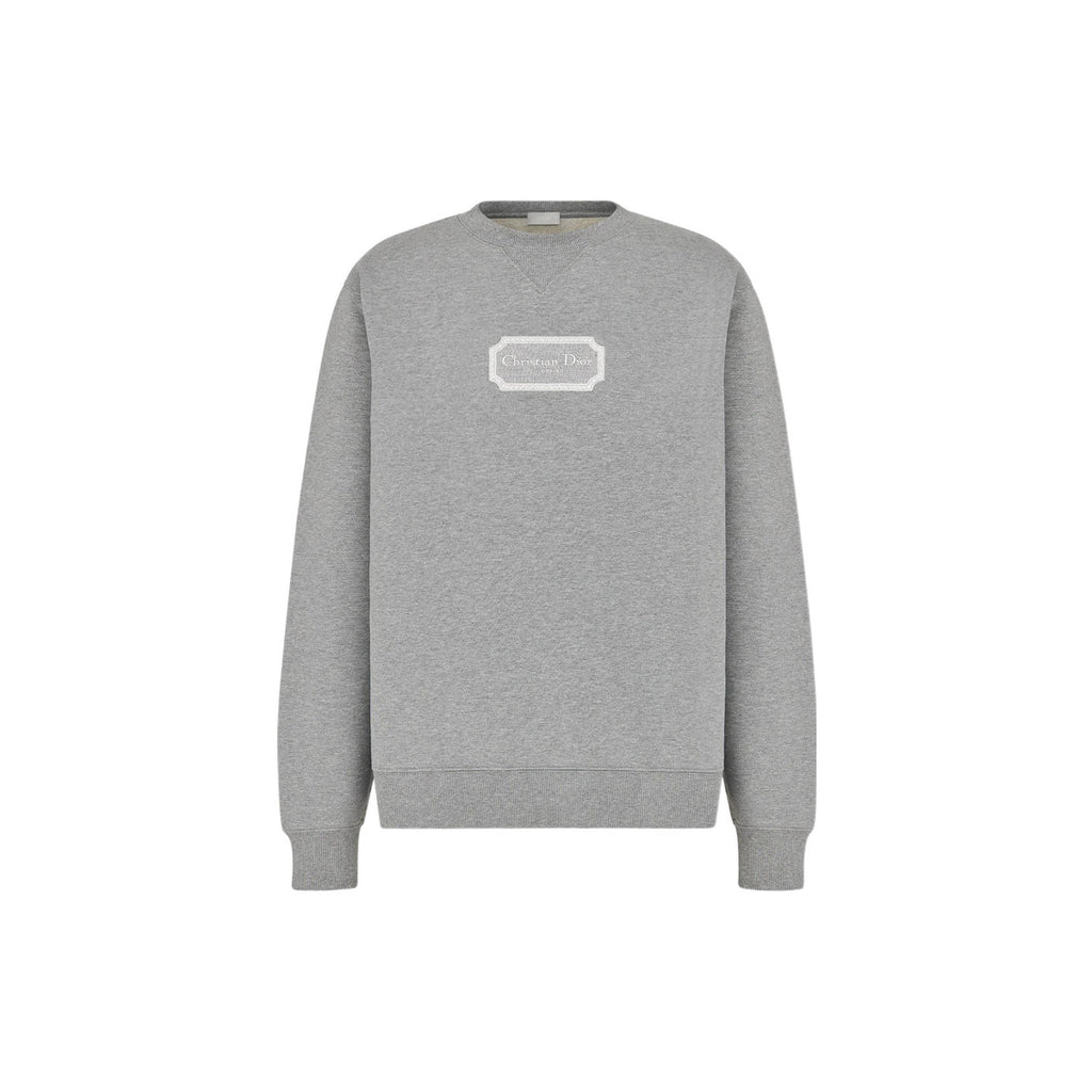 Dior FW22 Logo Crew-Neck Sweatshirt Gray front view