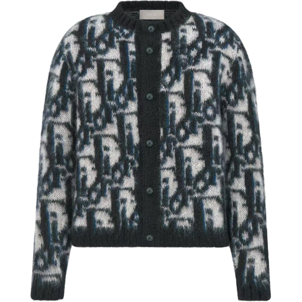 Dior Crew-Neck Knit Sweater Blue front view