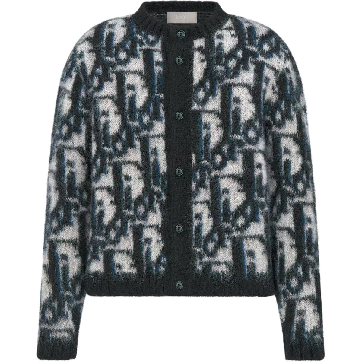 Dior Crew-Neck Knit Sweater Blue front view
