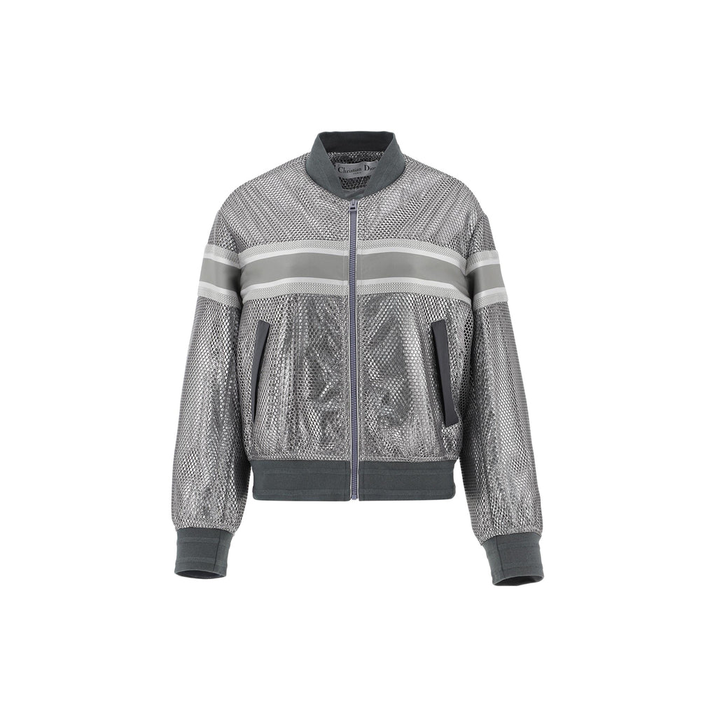Dior Striped Zip Jacket Silver front view