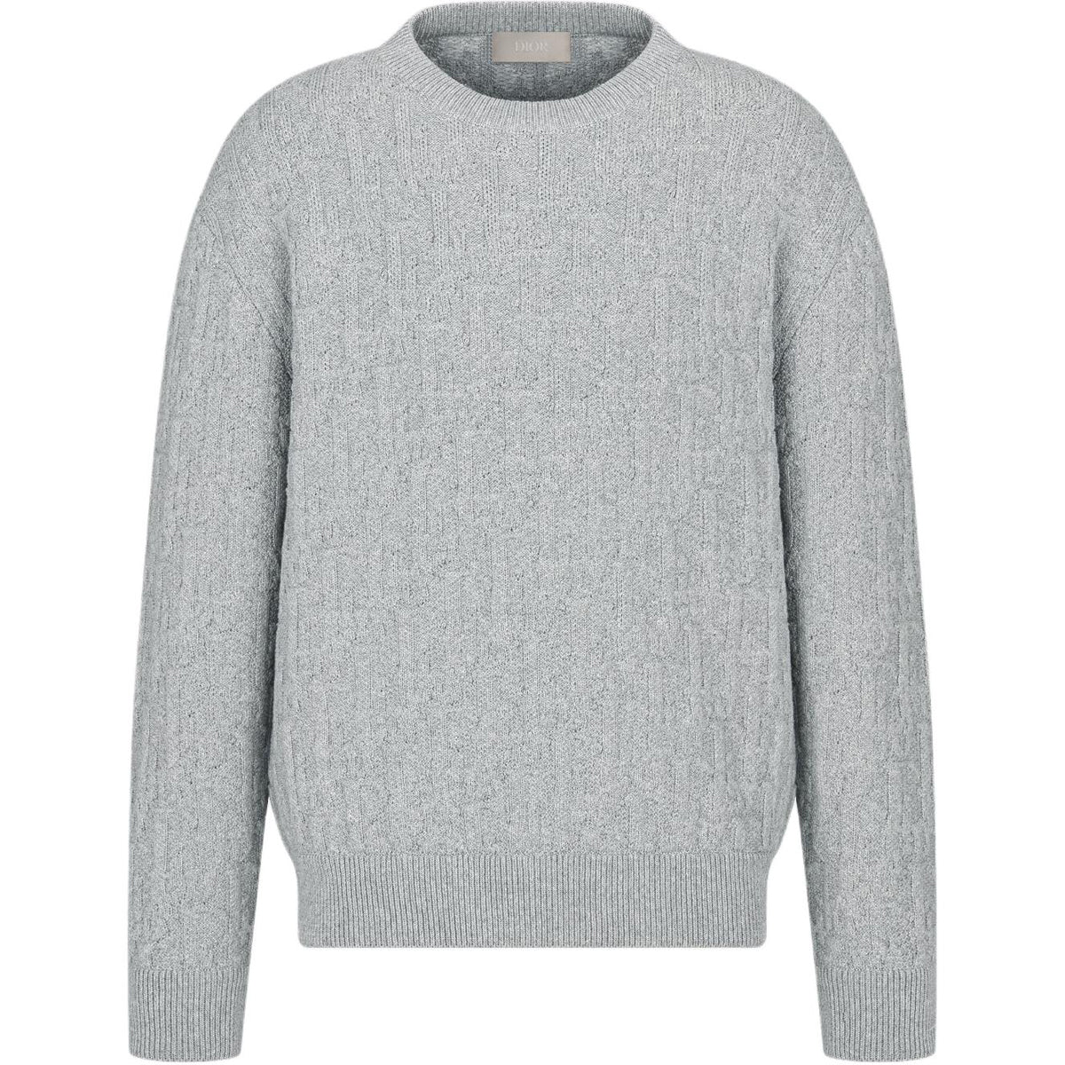 Dior FW25 Oblique Print Crew-Neck Knit Sweater Gray front view