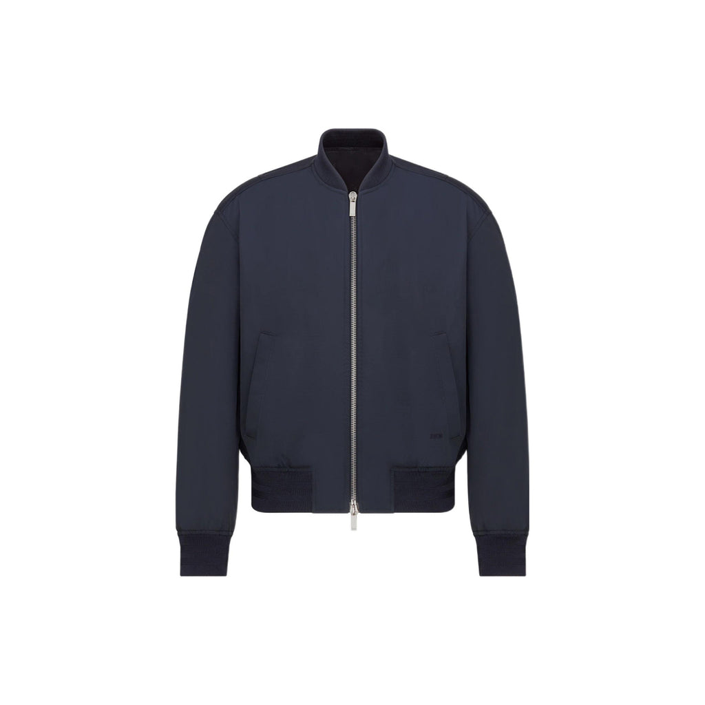 Dior SS23 Logo Letter Logo Embroidered Stand-Collar Jacket Blue front view