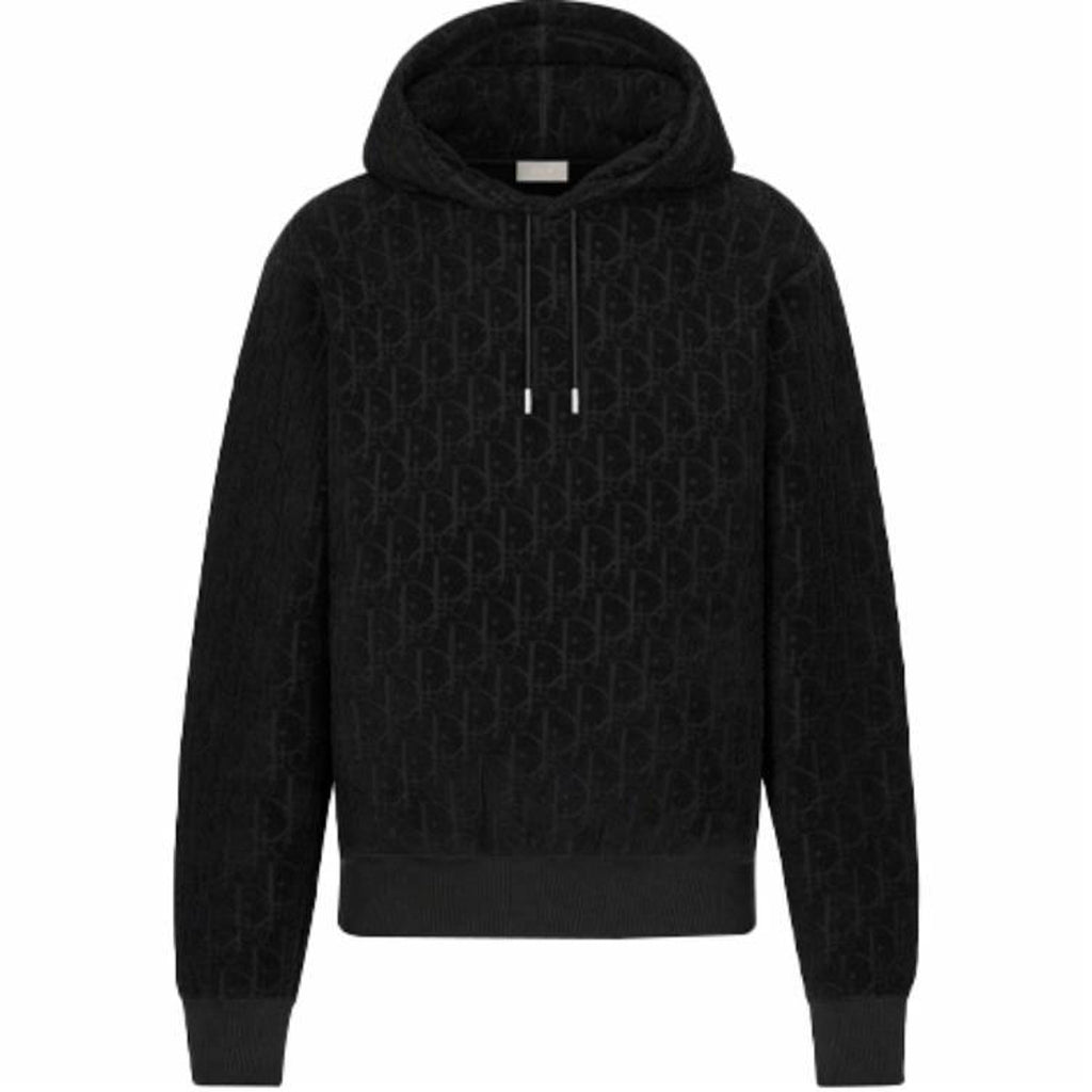 Dior Print Hooded Hoodie Black front view